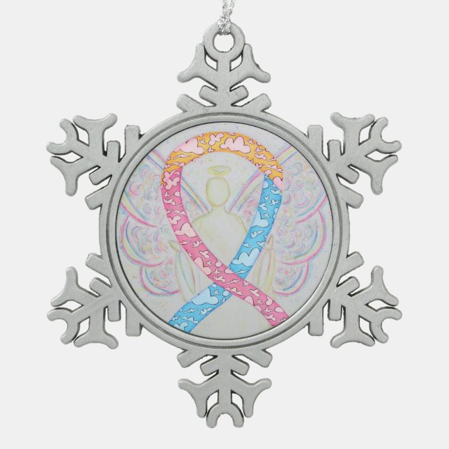 Ornement Flocon De Neige Ange du ruban de sensibilisation CDH (Devant)