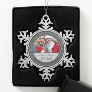 Ornement Flocon De Neige Année spécifique Mariage argent photo Anniversaire