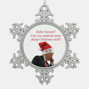 Ornement Flocon De Neige Appel de Noël de Trump à Taïwan