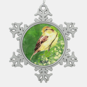 Ornement Flocon De Neige Aquarelle Donnée Chanson Bruant Oiseau Oiseau Natu