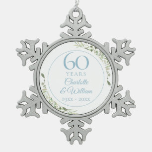 Ornement Flocon De Neige Aquarelle douce Feuilles 60e anniversaire