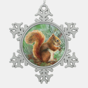 Ornement Flocon De Neige Aquarelle mignonne Rouge Fox Animal Nature Art