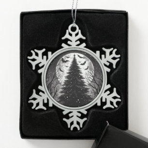 Ornement Flocon De Neige Arbre de Noël gothique avec chauves-souris Éffraya