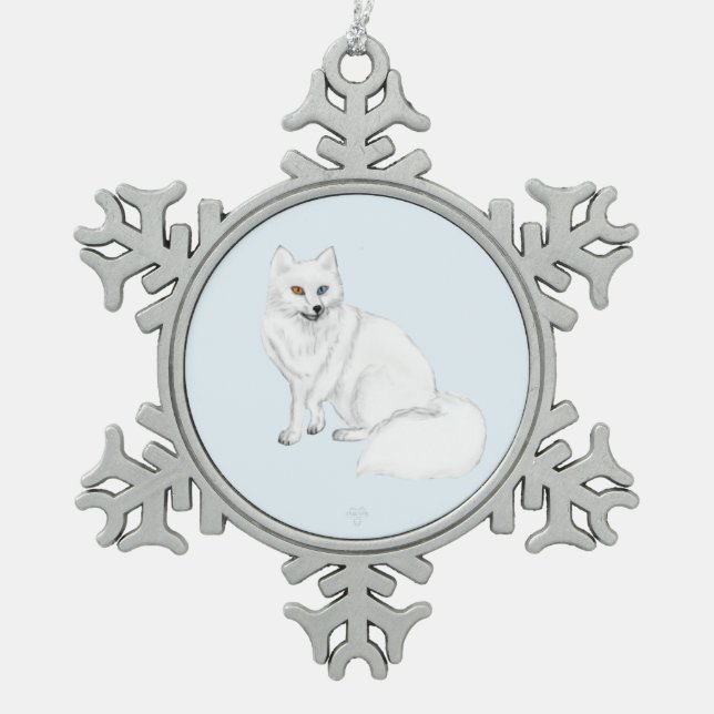 Ornement Flocon De Neige Arctic Fox Holiday Snowflake Framed Ornament (Devant)