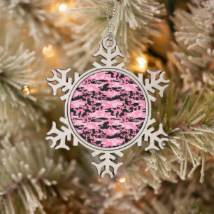 Ornement Flocon De Neige Armée, Camo, Motif militaire - noir rose