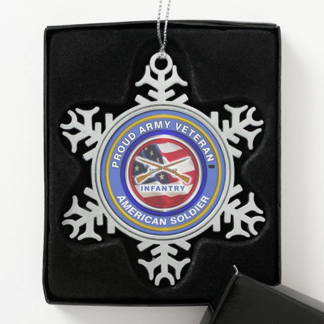 Ornement Flocon De Neige Armée de terre Infanterie Ancien Noël (Boîte)