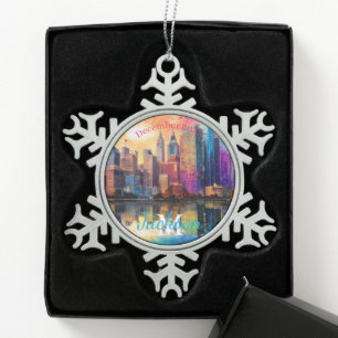 Ornement Flocon De Neige Art Abstrait de Detroit Skyline