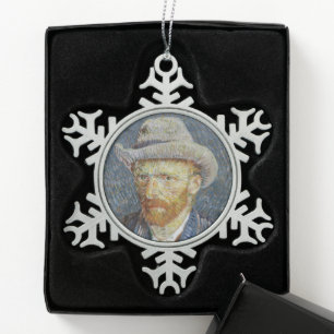 Ornement Flocon De Neige Art gris de peinture de chapeau de feutre
