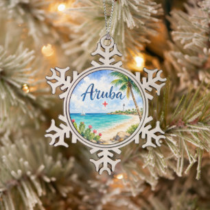 Ornement Flocon De Neige Aruba île caraïbe néerlandaise souvenir de voyage