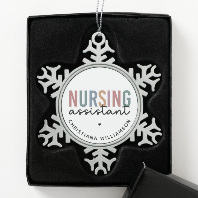 Ornement Flocon De Neige Assistant infirmier personnalisé (Boîte)