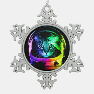 Ornement Flocon De Neige astronaute de chat coloré