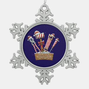 Ornement Flocon De Neige Atelier de Père Noël drôle - Outils de bricoleur e