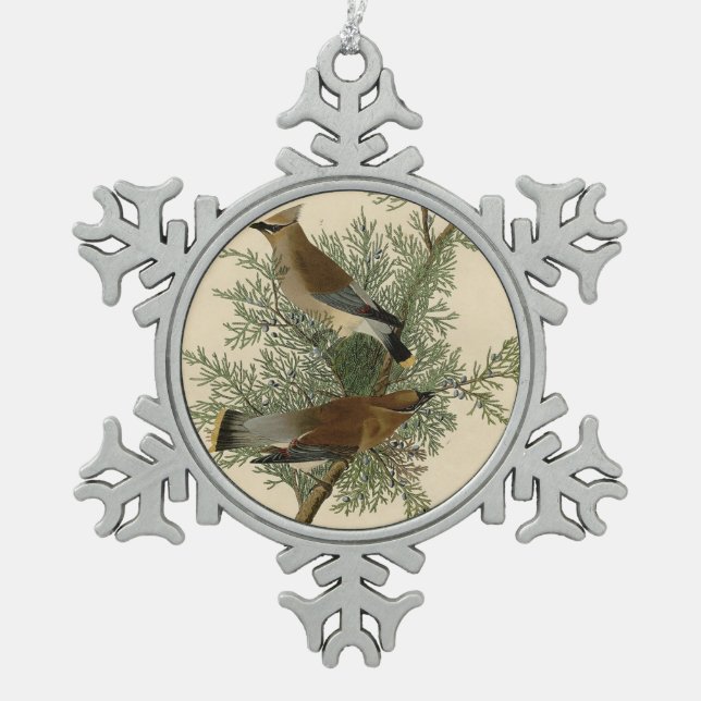 Ornement Flocon De Neige Audubon Cèdre cire oiseau (Devant)