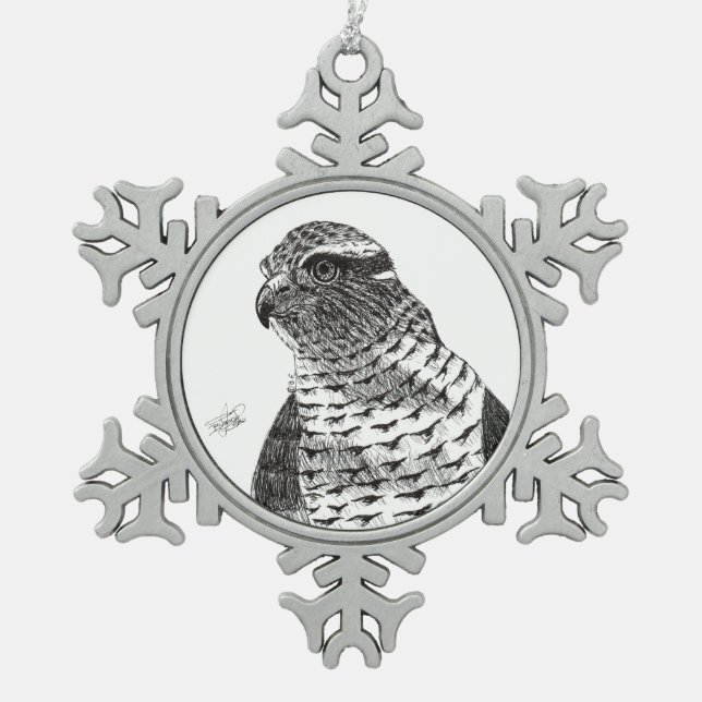 Ornement Flocon De Neige Azor. Goshawk. (Devant)