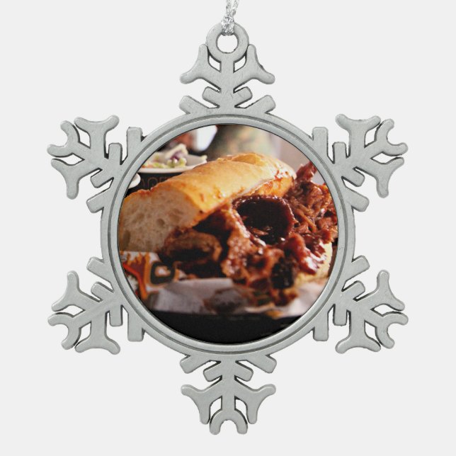 Ornement Flocon De Neige BBQ Brisket Sandwich (Devant)