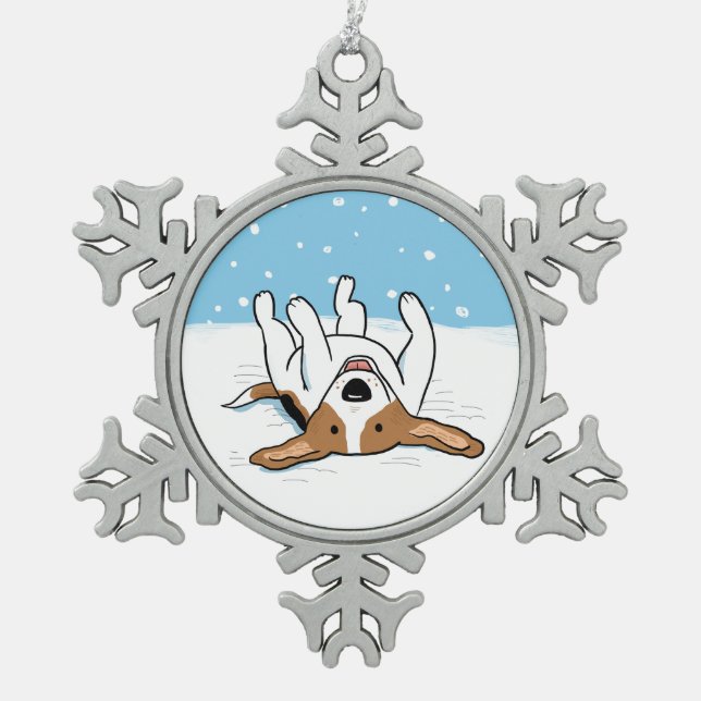 Ornement Flocon De Neige Beagle heureux de neige - vacances mignonnes de (Devant)