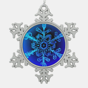 Ornement Flocon De Neige Beau Bleu Véritable Flocon de neige encadré Orne