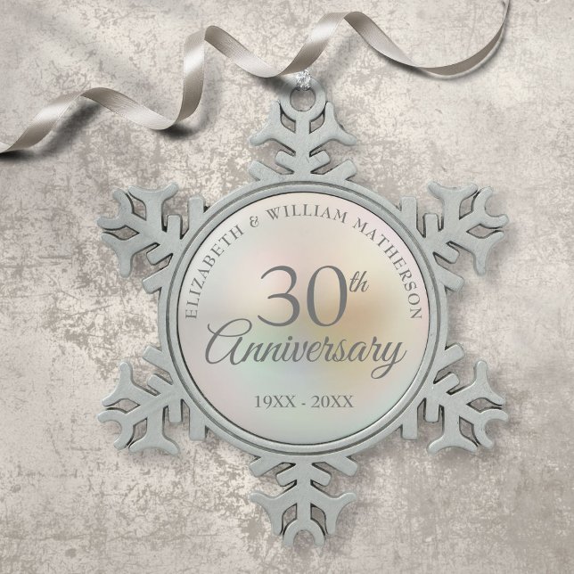 Ornement Flocon De Neige Beautiful Pearl 30th Anniversary (Beautiful Pearl 30th Anniversary Snowflake Pewter Christmas Ornament)