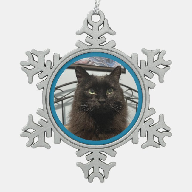 Ornement Flocon De Neige Black Cat Christmas Ornament (Devant)