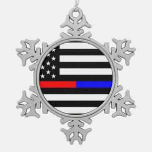 Ornement Flocon De Neige bleu thin line polirefighter