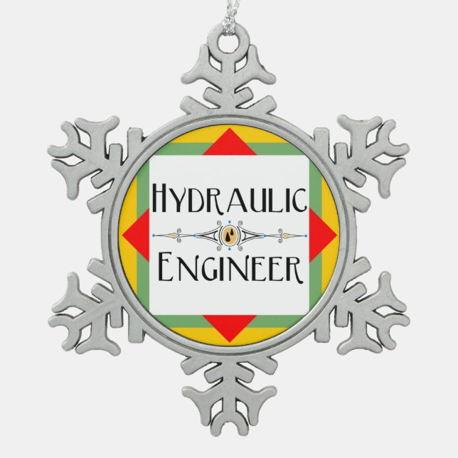 Ornement Flocon De Neige Bloc de l'ingénieur hydraulique (Devant)