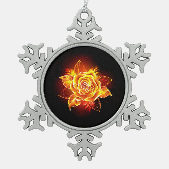 Ornement Flocon De Neige Blooming Fire Rose (Devant)