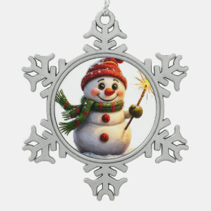 Ornement Flocon De Neige Bonhomme de neige joyeux Flocon de neige Arbre de