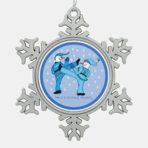 Ornement Flocon De Neige Bonhommes de neige d'arts martiaux pour l'ornement
