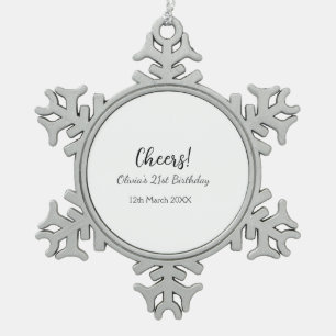 Ornement Flocon De Neige Bonjour 21e anniversaire ajouter nom date simple m