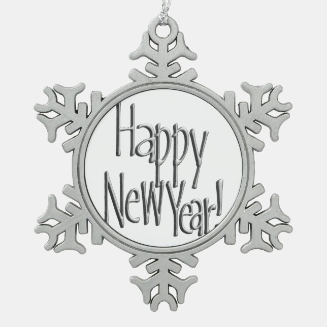 Ornement Flocon De Neige Bonne année - Texte Argent (Devant)