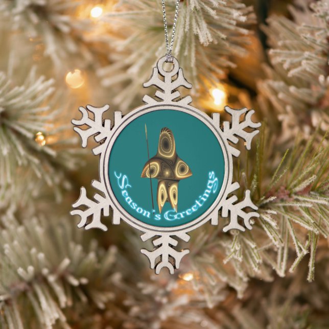 Ornement Flocon De Neige Bonnes Fêtes - Chasseur inuit fragile (Arbre)