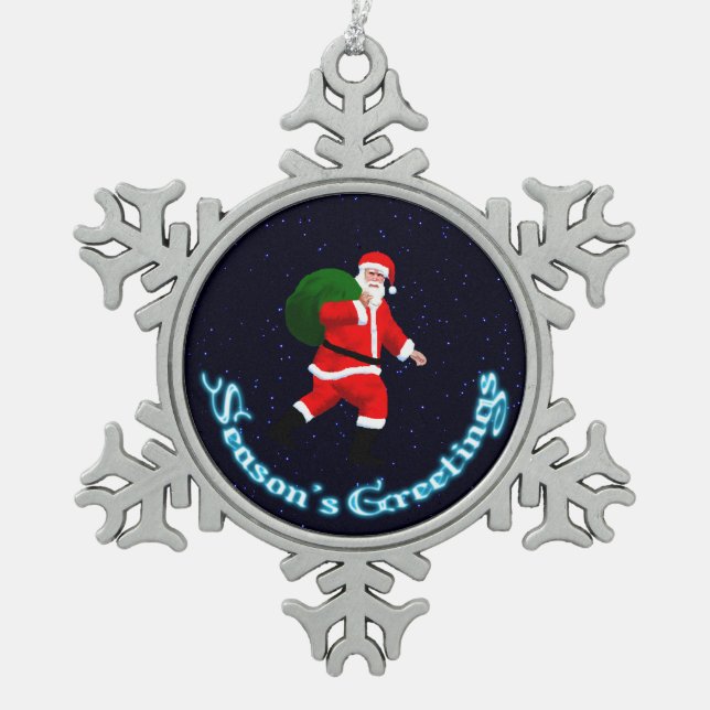 Ornement Flocon De Neige Bonnes Fêtes - Père Noël (Devant)