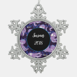 Ornement Flocon De Neige Boo Octopus mignon Violet Enfants Vêtements & Déco