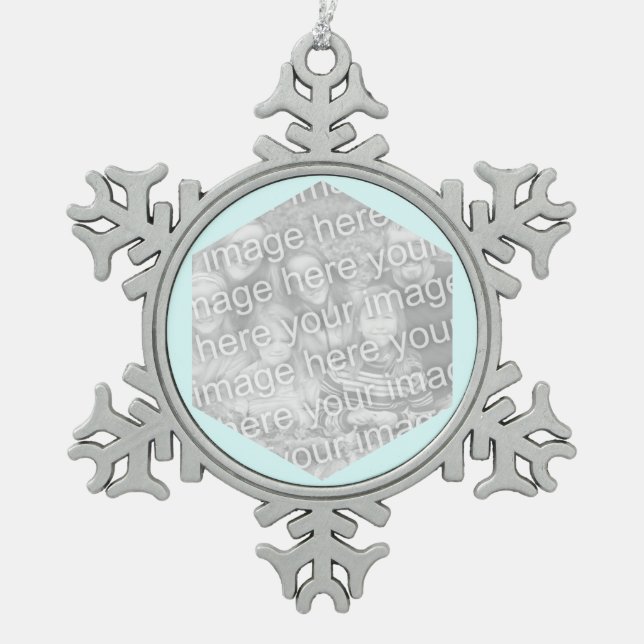 Ornement Flocon De Neige Bordure photo Cyan Hexagon clair (Devant)