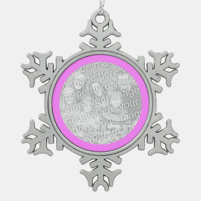Ornement Flocon De Neige Bordure ronde rose (Devant)