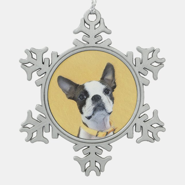 Ornement Flocon De Neige Boston Terrier Peinture - Cute Original Chien Art (Devant)