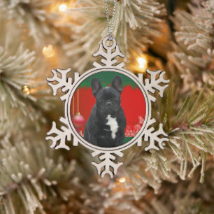 Ornement Flocon De Neige Bouledogue français Joyeux Noël Bouledogue