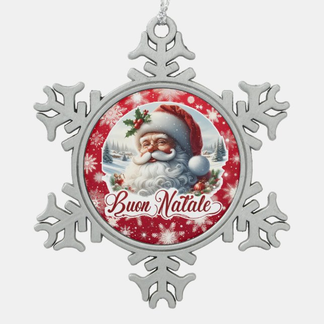 Ornement Flocon De Neige Buon Natale con Babbo Natale (Devant)