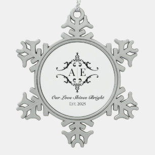 Ornement Flocon De Neige Cadeau de Noël Monogramme personnalisé