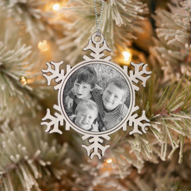 Ornement Flocon De Neige Cadeau de Noël photo personnalisée (Arbre)