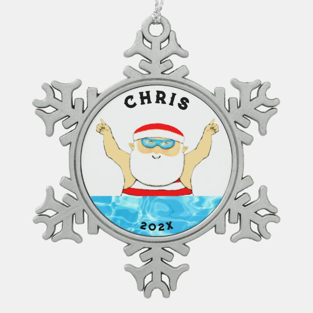 Ornement Flocon De Neige Cadeau de vacances de natation (Devant)