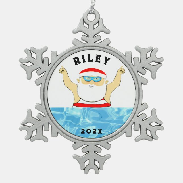 Ornement Flocon De Neige Cadeau de vacances nageur (Devant)