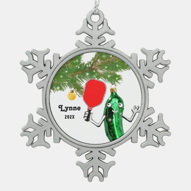 Ornement Flocon De Neige Cadeau de vacances Pickleball (Devant)