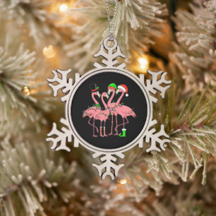 Ornement Flocon De Neige Cadeau drôle de Noël de flamant rose amateur de fl