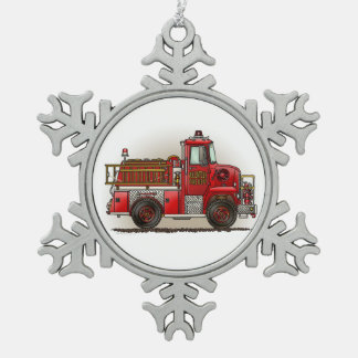 Ornement Flocon De Neige Camion de pompiers volontaire