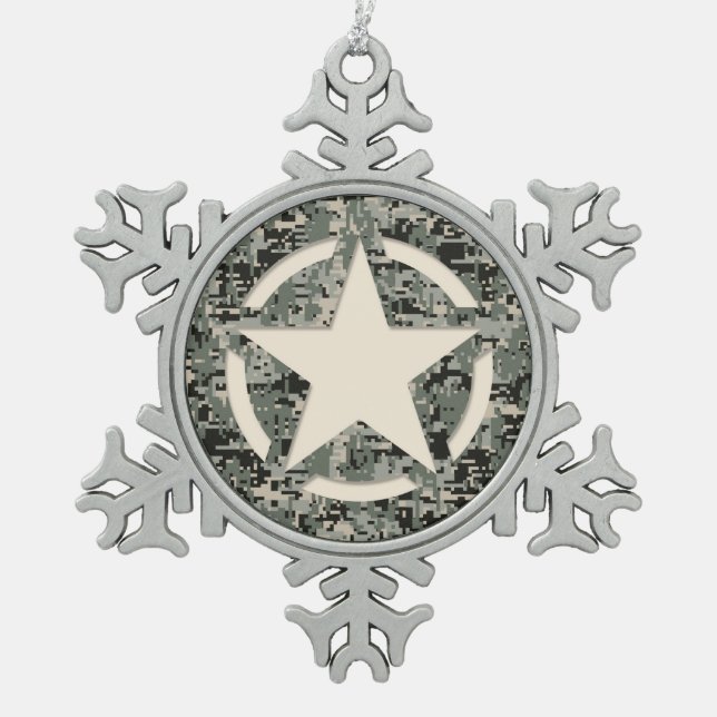 Ornement Flocon De Neige Camouflage numérique du symbole étoile (Devant)