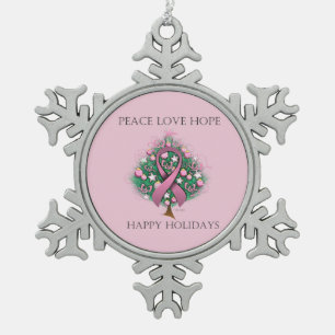 Ornement Flocon De Neige Cancer du sein Peace Love Hope