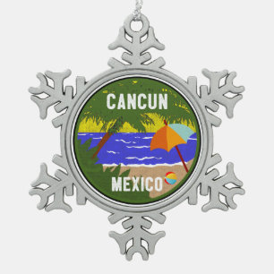 ORNEMENT FLOCON DE NEIGE CANCUN MEXICO BEACH OCÉAN CARAÏBES DE VACANCES VIN