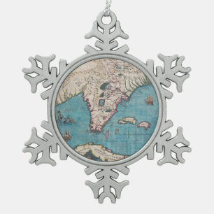 Ornement Flocon De Neige Carte antique de la Floride et du Cuba