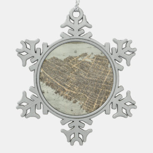 Ornement Flocon De Neige Carte imagée vintage de Charleston (1872)